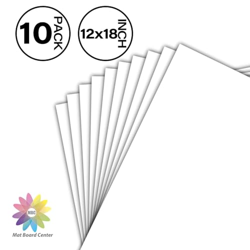 Mat Board Center 10 Pack Uncut Mat Boards, 12x18 White Matboards - size: 12x18