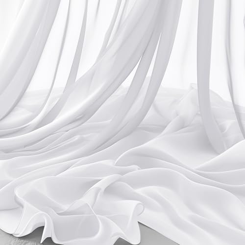 Horbaunal White Chiffon Fabric by The Yard, 1 Yard Precut Sheer Fabric - color: White, size: 1 Yard