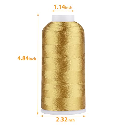 Simthread Rayon Embroidery Thread 5500 Yards Huge Spool, 40wt 100% Rayon Viscose for Commercial and Domestic Machines - Gold 1225 - color: Gold1225