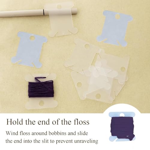 150Pcs Plastic Embroidery Floss Bobbins，Clear Blue Cross Stitch Bobbins, Plastic Thread Organizer Cards for Embroidery Floss Storage, SATONBEYI - color: Clear Blue