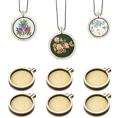 Dnyta 10pcs Mini Embroidered Hoop Round Tiny Cross Stitch Hoops, 1.6"