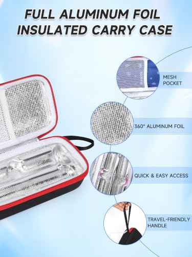 YOUSHARES GLP-1 Travel Case for Zepbound & Mounjaro Injector Pens, TSA Approved Insulated Cooler Storage Bag with 2 Reusable Ice Packs, Hard Shell Tirzepatide Pen Holder for Travel & Daily Use - color: 01 Blackred