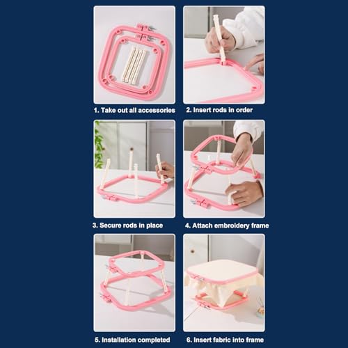 2-Layer Embroidery Frame Stand, Adjustable ABS Double Hoop - style: Watermelon Red