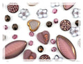 45+ pcs (2.1oz=60g) of Focal Glass Bead Mix with Table-Cut Flower and Butterfly Beads, PG Pink Purple - color: Focat Pink Purple