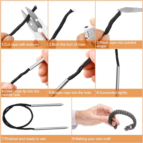 Ferraycle 12 Pcs Paracord FID Set Stainless Steel Knotter Tools Marlinspike Set Paracord Stitching Lacing Stitching Needles and Smoothing Tool Knotter Tools for Work Leather Weaving(Orange) - style: Orange