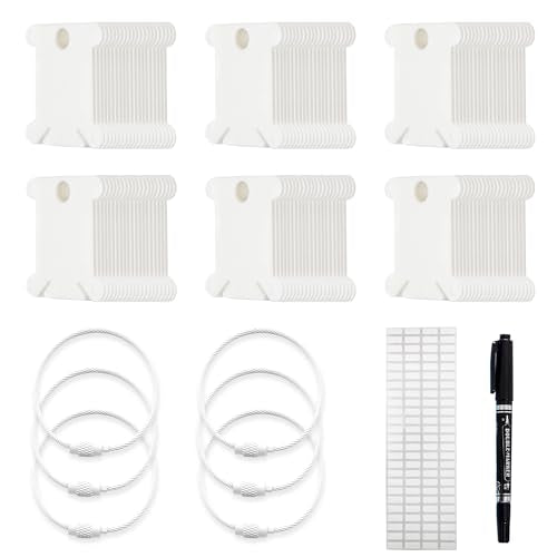 Embroidery Floss Bobbins, 120Pcs Embroidery Thread Organizer Cross Stitch Supplies Thread Holder Sewing Storage Plastic Cards with Pen and Label and Storage Loop