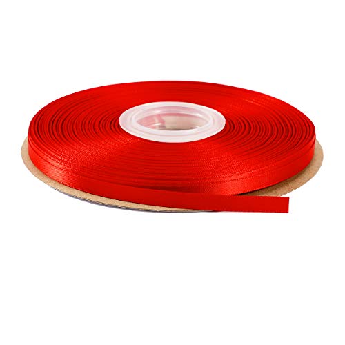 ITIsparkle 1/4" Inch Double Faced Satin Ribbon 50 Yards-Roll Set for Gift Wrapping Scrap Books Party Favor Hair Braids Baby Shower Decoration Floral Arrangement Craft Supplies, Red Ribbon - color: Red