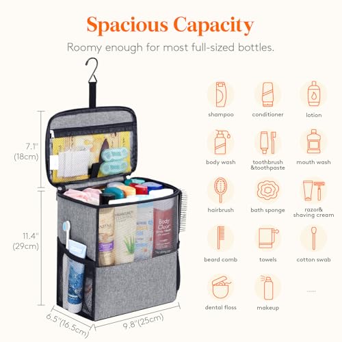 Lifewit Mesh Shower Caddy Bag, Hanging Shower Organizer, Large, Grey - color: Grey, size: L(9.8"L x 6.5"W x 11.4"H)