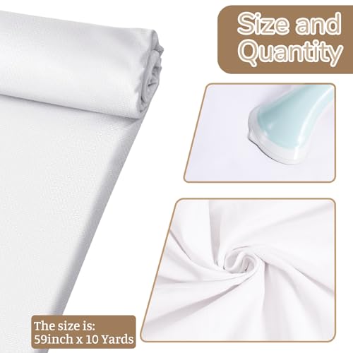 SHENLIU 10Yds White Cotton Fabric, Natural Cotton Poplin Fabric by The Yard