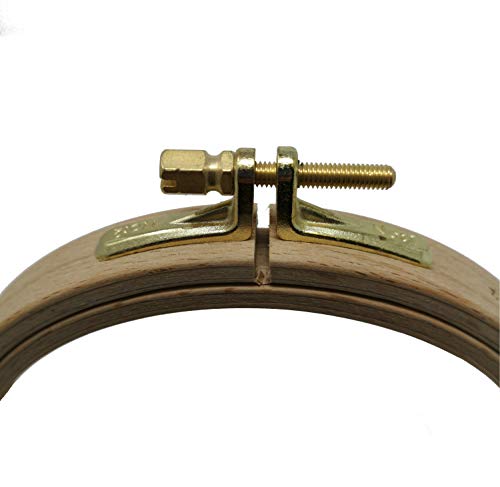Nurge Premium Quality Beech Wood Embroidery Hoop, Cross Stitch Hoop with Gold Plated Adjustable Brass Screw for DIY Projects Ideal for Crafters,Beginners & Professionals - 5.12" Diameter & 0.62" Thick - size: 5.12" / 130mm Dia