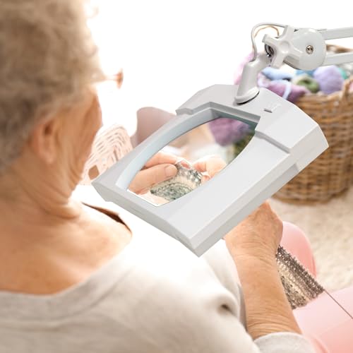 LED Magnifying Lamp with Clamp, 14W 1200LM, 2.25X, White - color: White