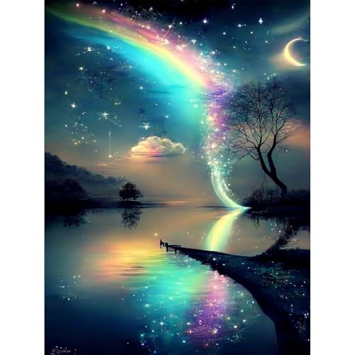Starry Sky Cross Stitch Kits for Beginners Adults, Landscape Patterns Dimensions Needlepoint Art Crafts,Counted Cross Stitch Kits Embroidery Kits for Beginners Adults for Home Decor 11.8X15.7inch - color: Cross Stitch-1014-6