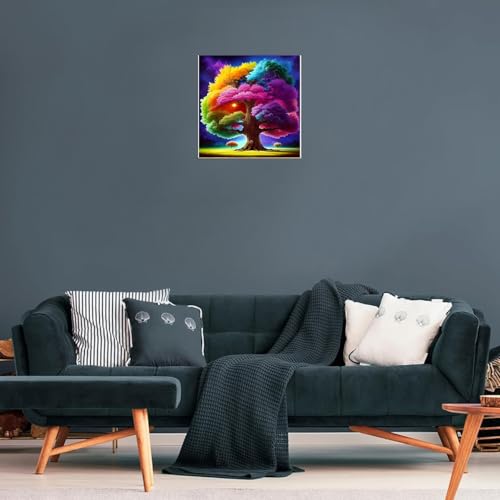 Colorful Tree Stamped Cross Stitch Kits for Adults Beginner, Counted Cross Stitch Kits Printed Stitching Cute Patterns Dimensions Needlepoint Art Crafts Embroidery Kits for Adults - color: Cross Stitch-1215-8