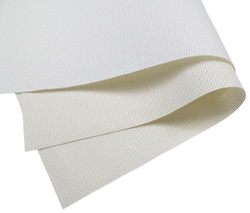 KCS 2 pc of 15" x 18"(38cmx45cm) 11 Count Cross Stitch Cotton Aida Cloth Needlework Fabric Box (Antique White+Cream,11CT) - color: Antique White+cream, size: 11CT