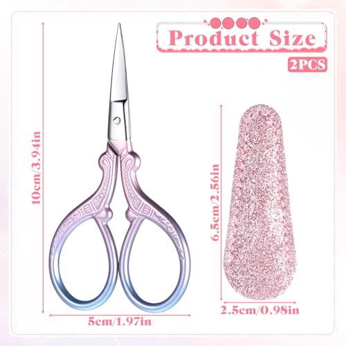 Sewing Embroidery Scissors, 3.6 inch Embroidery Scissors With Cover, Mini Scissor in a Pouch, Sharp Embroiderys Crochet Scissor Stainless Steel Sharp Tip Sewing for Needlework Arts & Crafts DIY Tools