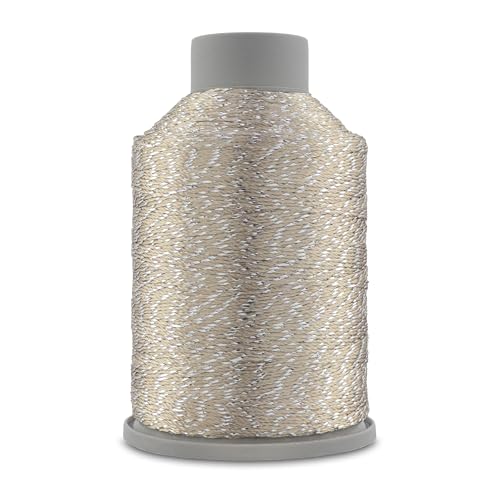 YarnArt Camellia Metallic Shimmer Fine Yarn – Polyester & Metallic Thread for Crochet, Embroidery & Jewelry Making – 20g & 50g Skeins, 192m (Beige, 50g Skein) - color: Beige, size: 50g Skein
