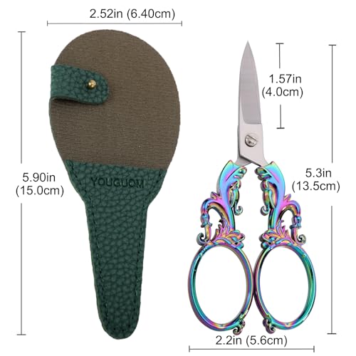 YOUGUOM 5.3in Crafting Scissors with Cover, Multipurpose Shears - color: Rainbow