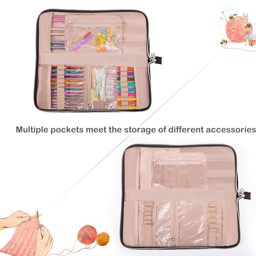 MYBAGZING Crochet Hook Case Organizer, Knitting Needle Case up to 14 Inches - color: Black, size: 14 Inches