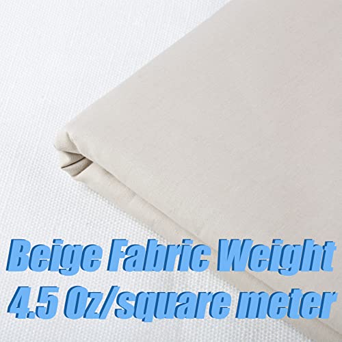5 Yard Beige Cotton Fabric,Natural Cotton Poplin Fabric by The Yard, 59 Inches Wide 100% Cotton Fabric,Soft Embroidery Muslin Quilting Material for Sewing Material Apparel Cloth - color: Beige, size: 5 Yards