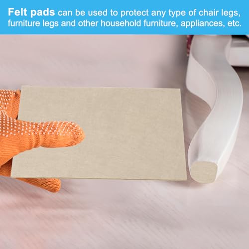 PATIKIL 12x8 Inch Beige Felt Furniture Pad, 5 Pack, Rectangular, Anti-Scratch, Adhesive Backed - color: Beige, size: 12x8 Inch
