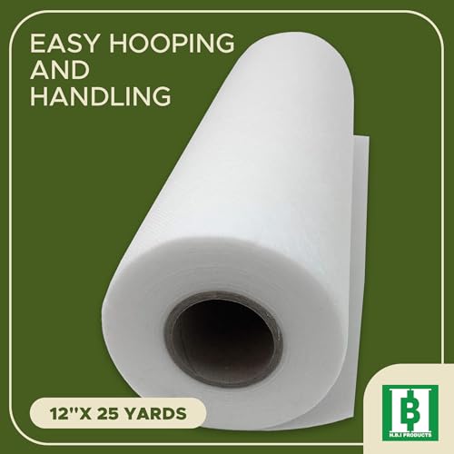 H.B.I. Wash Away Water Soluble Stabilizer for Embroidery Roll, Stabilizer for Embroidery Machines, 12" x 25 Yards, 1.5 oz, Backing for Machine & Hand Embroidery. (Pack of 2) - size: 12" x 25 Yds (Pack of 2)