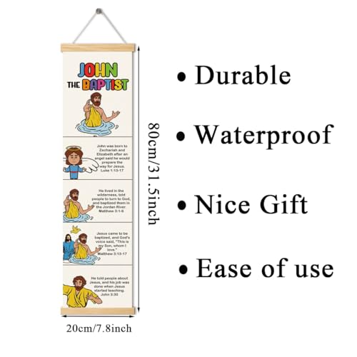 John the Baptist Banner, Church Banner, Christian Rustic Hanging Door Flag, Farmhouse Decorations Outdoor Indoor, Church Activity Decor, Bible Lesson, Scripture and Words Decorations - color: Yellow
