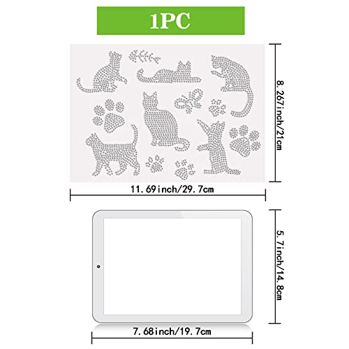 NBEADS Cats Rhinestone Iron on Hotfix, Heat Transfer Decal Bling Rhinestone Decals Patch Clothing Repair Applique for T-Shirt Clothing Pants Bags - color: Cats
