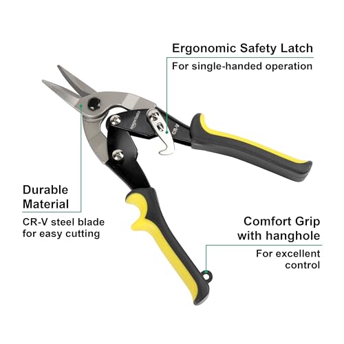 Amazon Basics 3-Piece Aviation Snip Set for Metal Cutting with Comfort Grips, Left, Right and Straight Cut - size: 3-Piece Set (Left, Right, Straight)