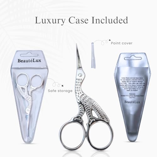 Stork Embroidery Scissors, 3.5 Inch, High Carbon Stainless Steel