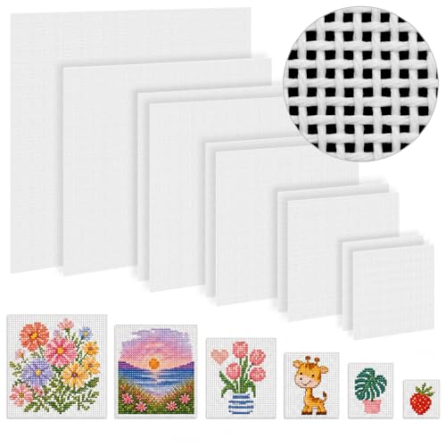 Knitgrip 10 Pcs 13 Mesh Needlepoint Canvas, 6 Square Sizes - size: 13 Mesh Square Size
