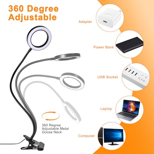 10X Magnifying Glass with Light and Timer, 2 in 1 Magnifying Desk Lamp, 3 Color Modes 10 Dimmable Brightness, Flexible Gooseneck Magnifier with Light for Craft Hobby Painting Sewing Close Work - size: 120MM