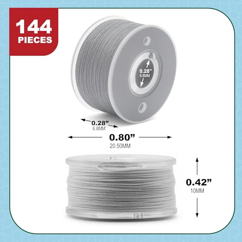 Mandala Crafts Gray 15J SA156 Prefilled Bobbin Thread, 144 PCs - color: Gray, size: Size A 144 X 142 Yards