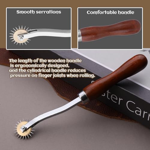 Luanrm Tracing Wheel Sewing Tool 2pcs 4mm Leather Needle Point 6.88in - color: Red-brown