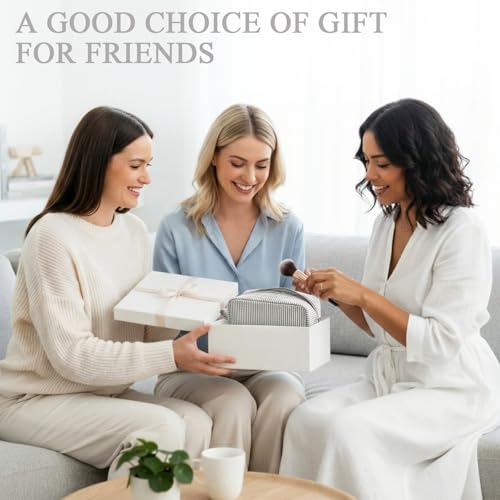 Sanwuta 3 Pcs Seersucker Makeup Bags, Gray - color: Gray
