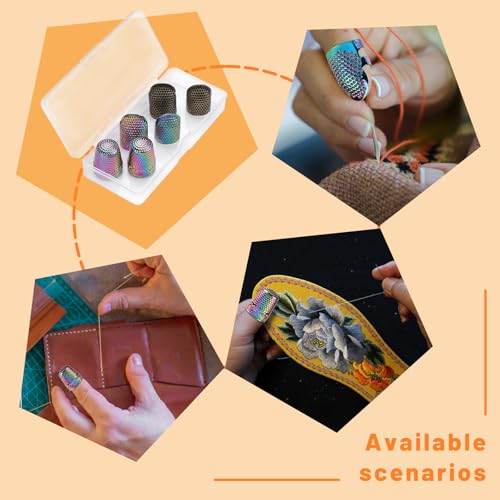 ZMAAGG Thimbles for Hand Sewing, 6 PCS Sewing Thimble, Metal Thimble - size: M-Primary Set