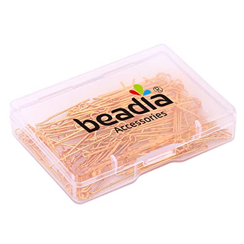 BEADIA 18K Gold Plated Open Eye Pins Non Tarnish 30mm 150pcs for Jewelry Making Findings - color: Open Eye Pins Gold, size: 30x0.7mm