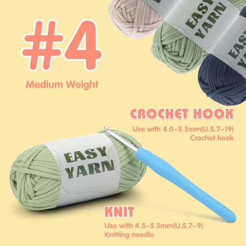 UzecPk 4 * 50g/1.76oz Crochet Yarn, 4 * 87yds Beginner Crochet Yarn - color: Dark Blue+Light Green+Dark Gray+Beige