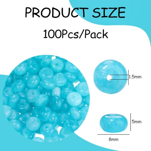 5x8mm 100Pcs Natural Amazonite Rondelle Beads for Jewelry Making Loose Spacer Abacus Disk Beads Gemstone for Bracelets Necklace DIY Crafts - color: Amazonite