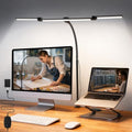 LED Desk Lamp for Office Home, 3 Head Adjustable Desk Light with Adapter - color: Black