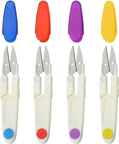 AKOAK 1 Pack U-shaped Yarn Scissors, Tailor's Scissors, Portable Yarn Scissors with Safety Cover, Thread Scissors for Needlework, Cross-Stitch Craft, DIY Projects, Sewing Supplies (purple) - color: Purple