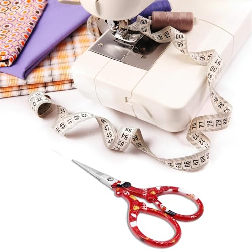 3.6 inch Sharp Embroidery Scissors Crochet with Leather Sheath for Knitting - color: Red Christmas