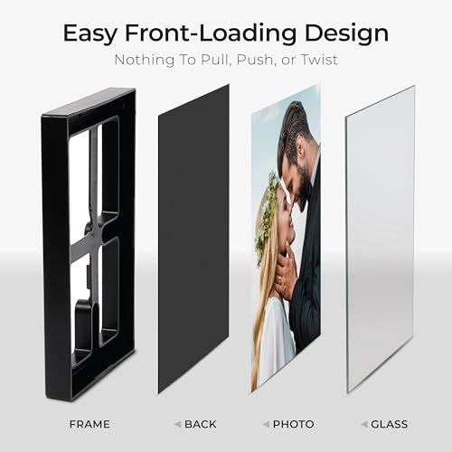MANTELLO ESSENTIALS 8.5 by 11 picture frame 6 PACK 8.5 x 11 frame Front Loading picture frames 8.5 x 11 Pictures Documents Certificates Diplomas, And More - color: Black, size: 8.5x11 - 6 Pack