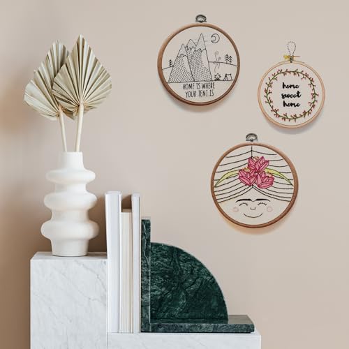 PATIKIL 5inch Embroidery Hoops, 15Pieces Imitated Wood Circle Frame Cross Stitch Hoop Ring for Embroidery Art Craft Sewing Ornaments Hanging Decoration - size: 5inch