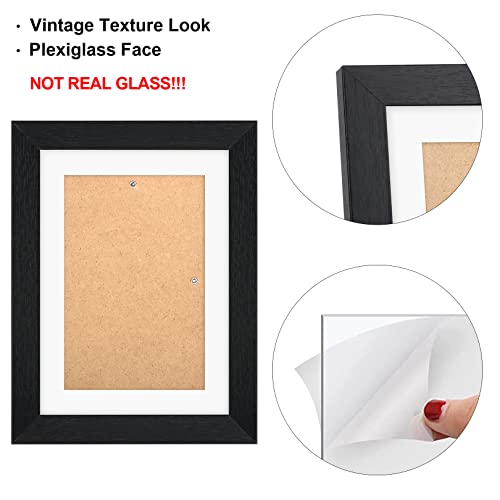 TOFOREVO 5x7 Picture Frames with 4x6 Mat Set of 4, Black - color: Black Wood Grain, size: 5x7