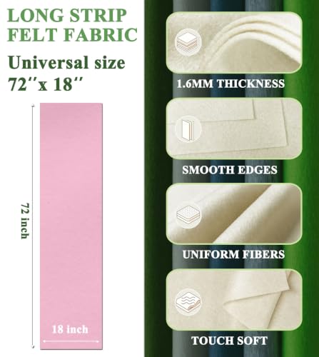 Light Pink Felt Fabric 72" X 18" 1.6mm Thick Soft Rectangle Felt Sheet - color: Light Pink, size: 72" X 18"(Half Yard)