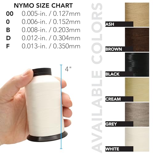 The Beadsmith Nymo Thread, Made of Nylon - color: White, size: Size F, 1049 Yards