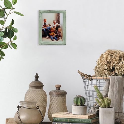 CVHOMEDECO. 6x8 Picture Frame Made of Solid Wood High Definition Glass Rustic Vintage Designs Small Photo Frame for Tabletop Display and Wall Mounting, Distress Teal - color: Distress Teal A, size: 6" X 8"