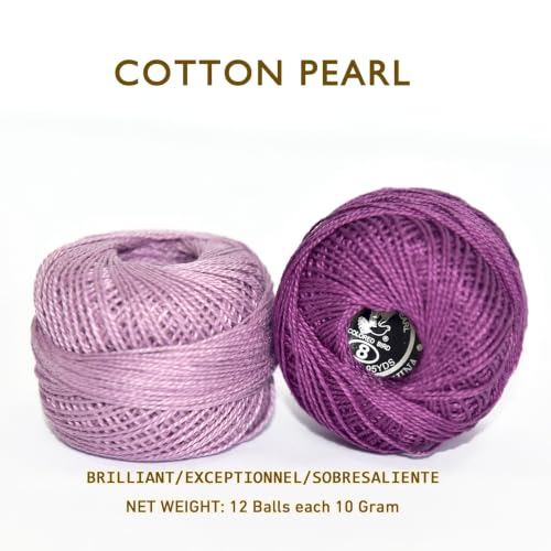 Double Mercerized Egyptian Long Staple Cotton Pearl Thread Ball 10 Grams Rainbow Color 12 Colors per Box for Crochet Hardanger Kniting Hand Sewing,Natural Earth TonePalette - color: Natural Earth Tone Palette