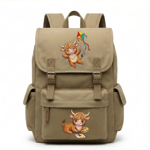ORIGACH 4 Sheets A4 Highland Cow Water Soluble Embroidery Patterns, Stick and Stitch Paper for Animal-Themed DIY Sewing, Beginners Hand Sewing Stabilizers - color: Highland Cow
