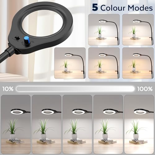 15X Magnifying Glass with Light and Stand, 5 Color Modes Stepless Dimmable LED Lighted Desk Lamp, 84 LED Magnifying Lamp Hands Free Flexible Gooseneck Magnifier for Repair Crafts Hobby Sewing - size: 15X MagnifyingA